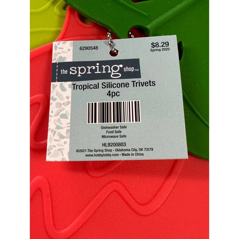 Tropical‎ Silicone Trivets 4 pc Set Flamingo Pineapple Palm Leaf Monstera